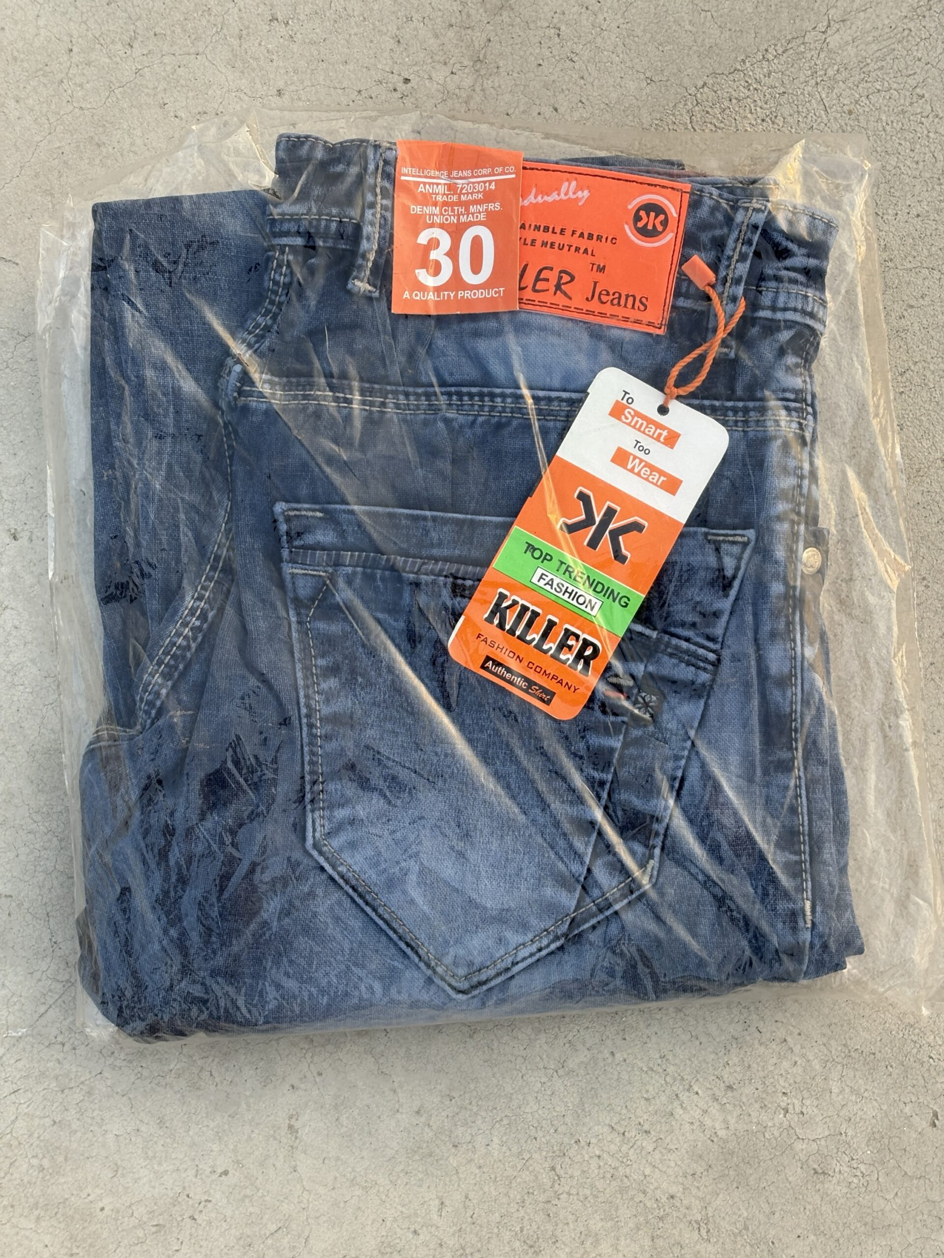 Sonalymax Men’s Stone Wash Dark Blue Denim Jeans - Image 3