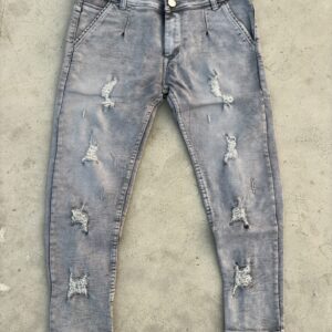 Men’s Light Grey Distressed Denim Jeans